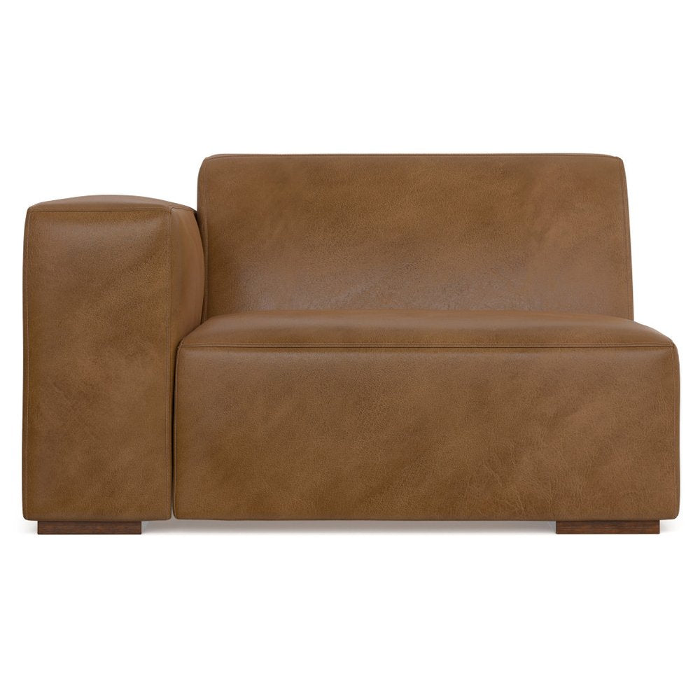 44" Brown Leather Modular Sofa HomeRoots