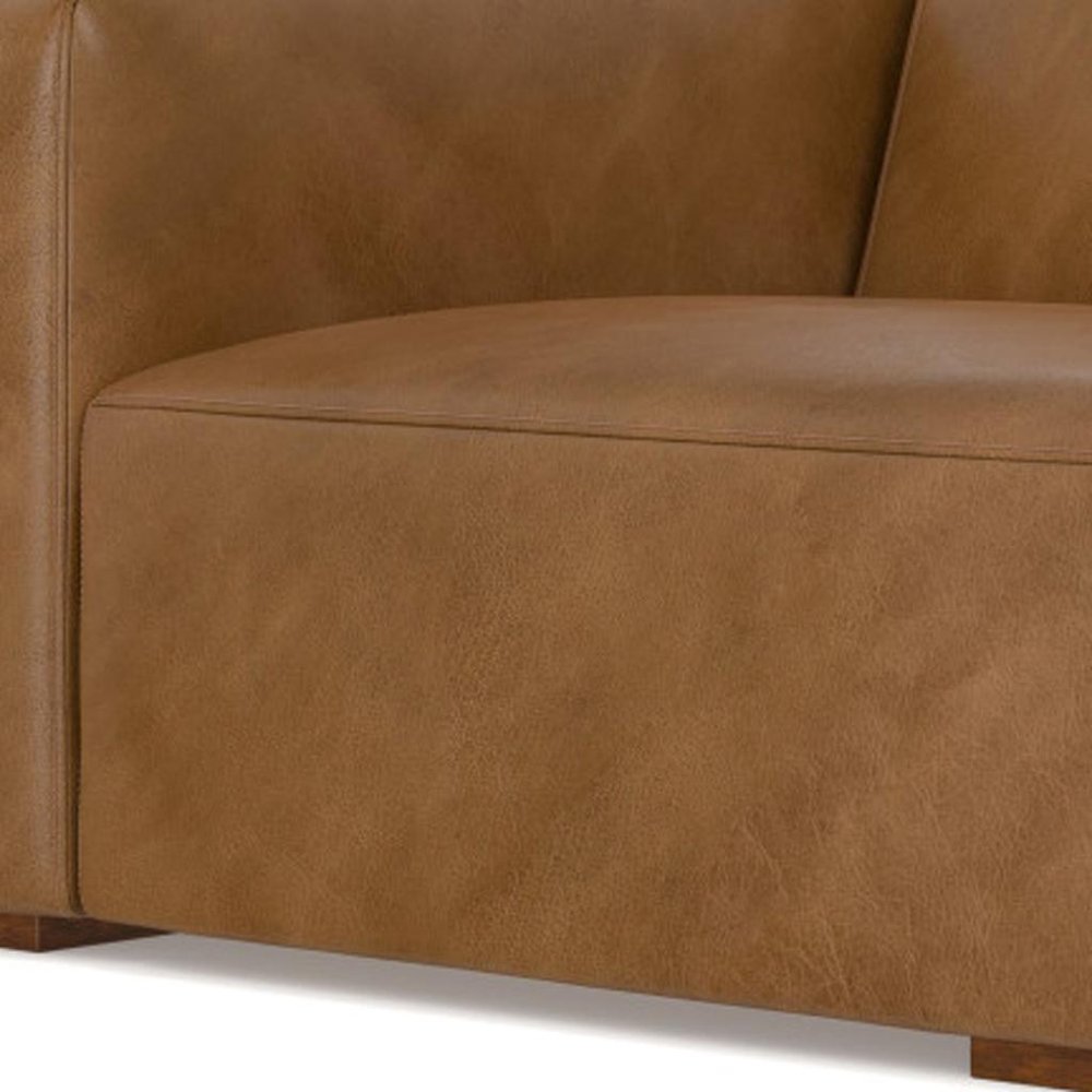 44" Brown Leather Modular Sofa HomeRoots