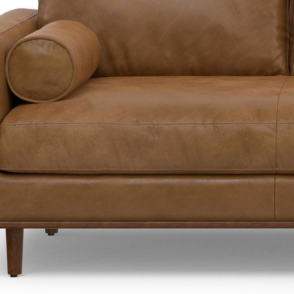 102" Brown Leather Sofa HomeRoots