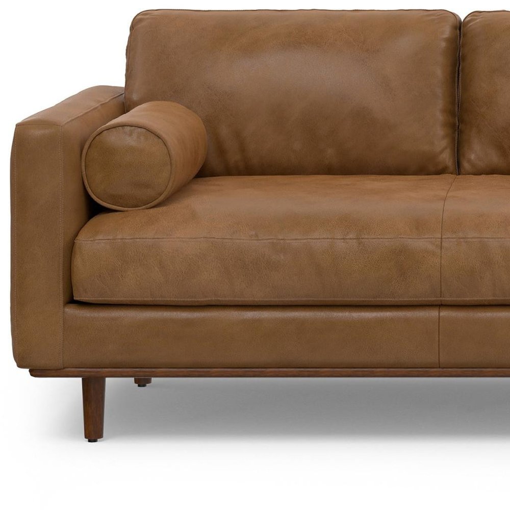 102" Brown Leather Sofa HomeRoots