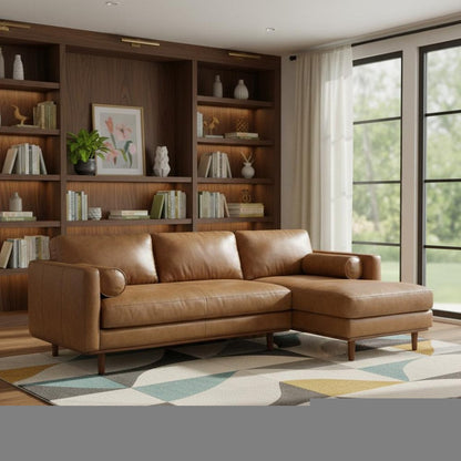 102" Brown Leather Sofa HomeRoots