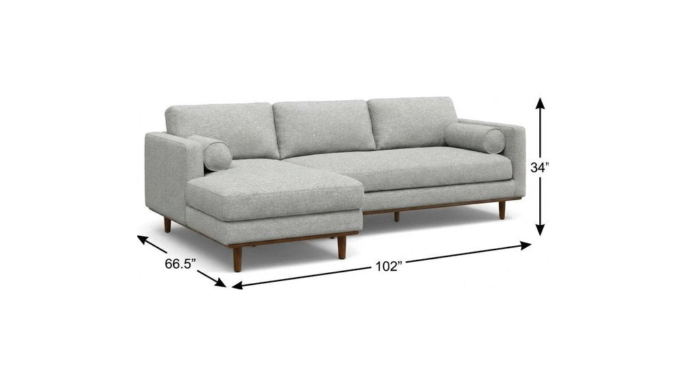 102" Gray Fabric Sofa With Brown Legs HomeRoots