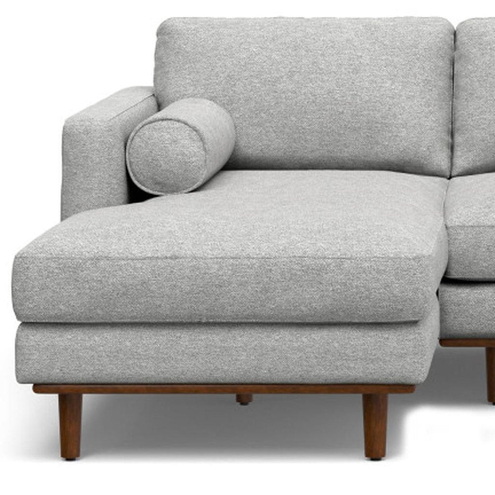 102" Gray Fabric Sofa With Brown Legs HomeRoots