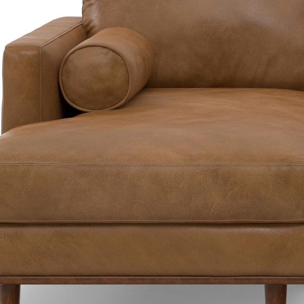 102" Brown Leather Sofa HomeRoots