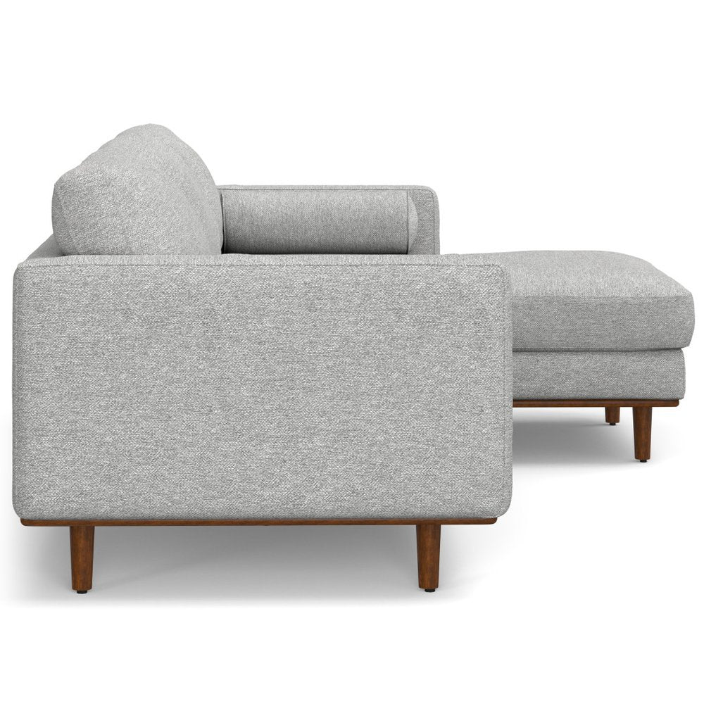 102" Gray Fabric Sofa With Brown Legs HomeRoots