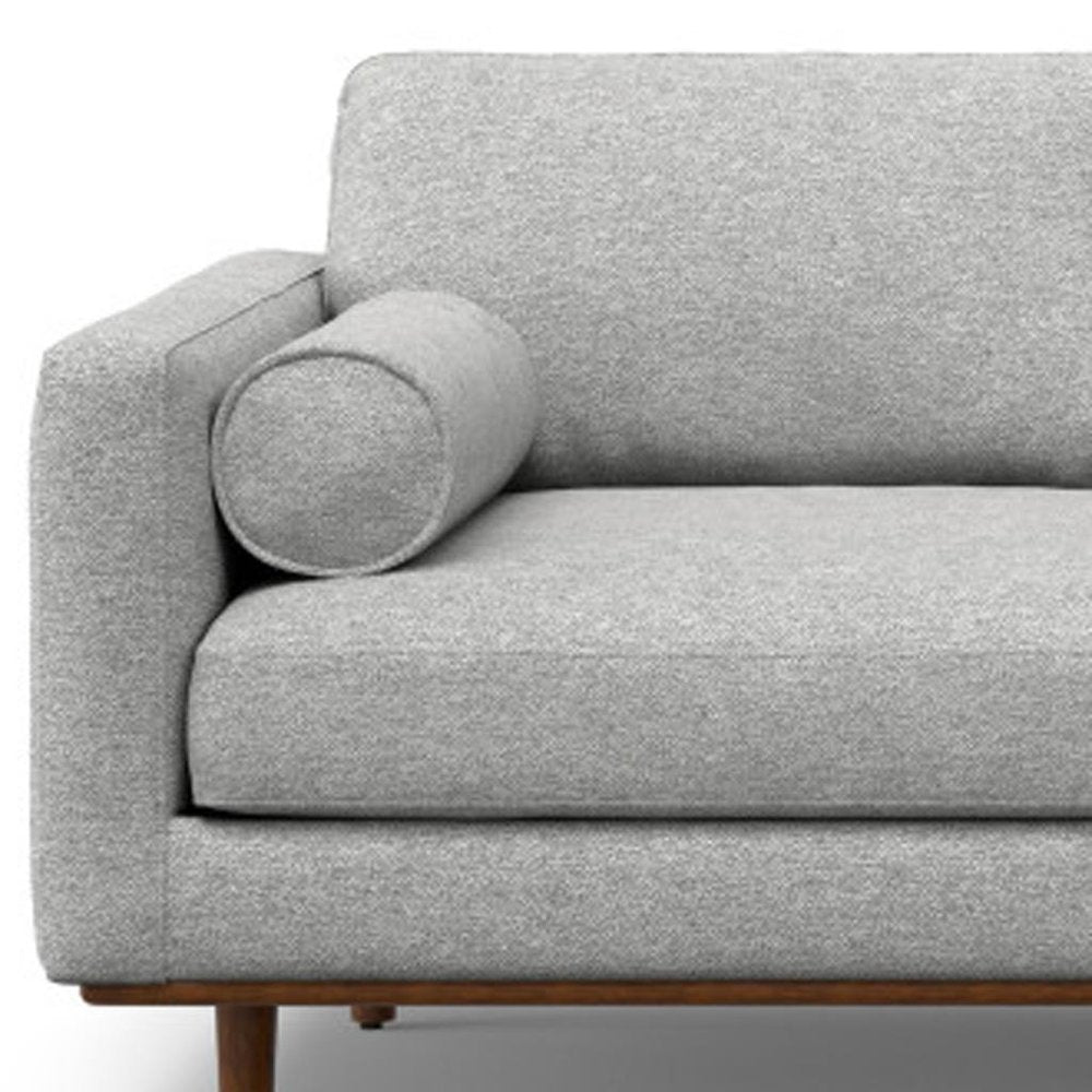 102" Gray Fabric Sofa With Brown Legs HomeRoots
