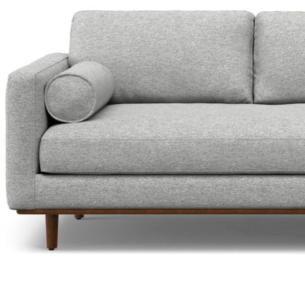 102" Gray Fabric Sofa With Brown Legs HomeRoots