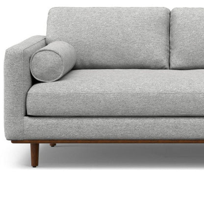 102" Gray Fabric Sofa With Brown Legs HomeRoots