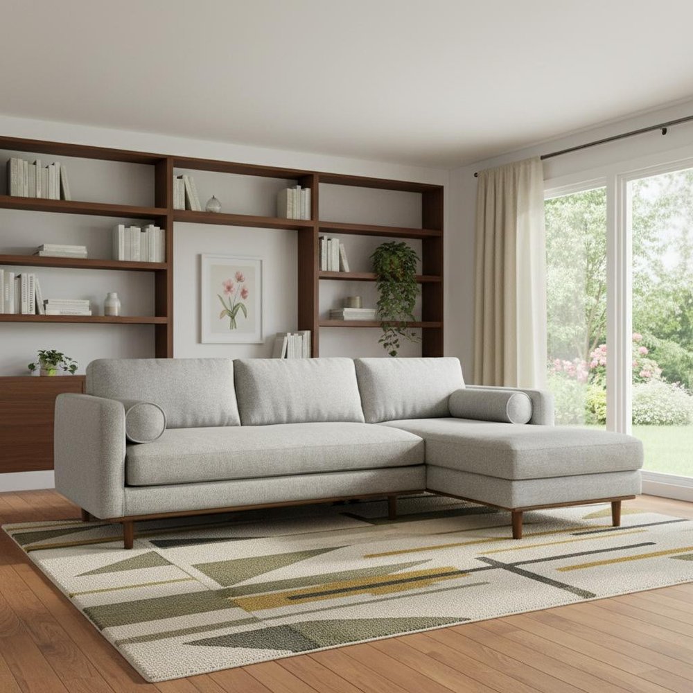102" Gray Fabric Sofa With Brown Legs HomeRoots