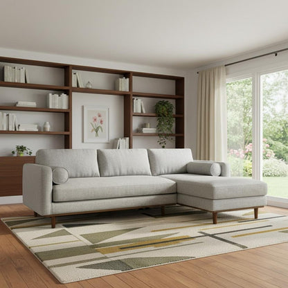 102" Gray Fabric Sofa With Brown Legs HomeRoots