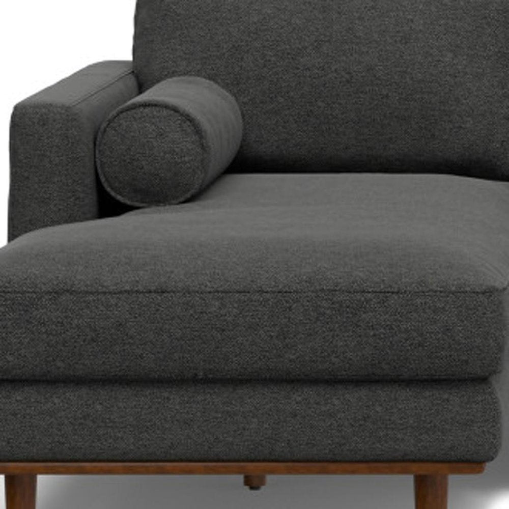 102" Gray Fabric Sofa With Brown Legs HomeRoots