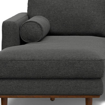 102" Gray Fabric Sofa With Brown Legs HomeRoots