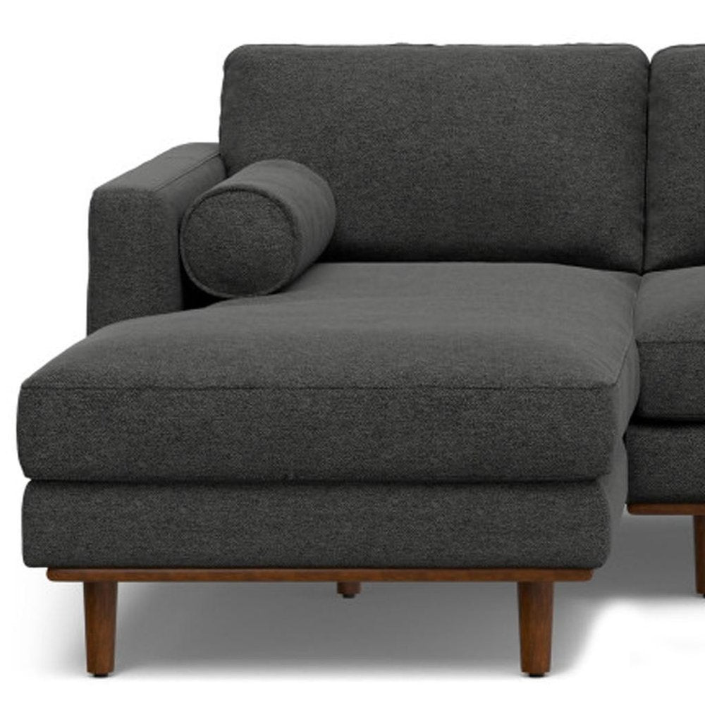 102" Gray Fabric Sofa With Brown Legs HomeRoots