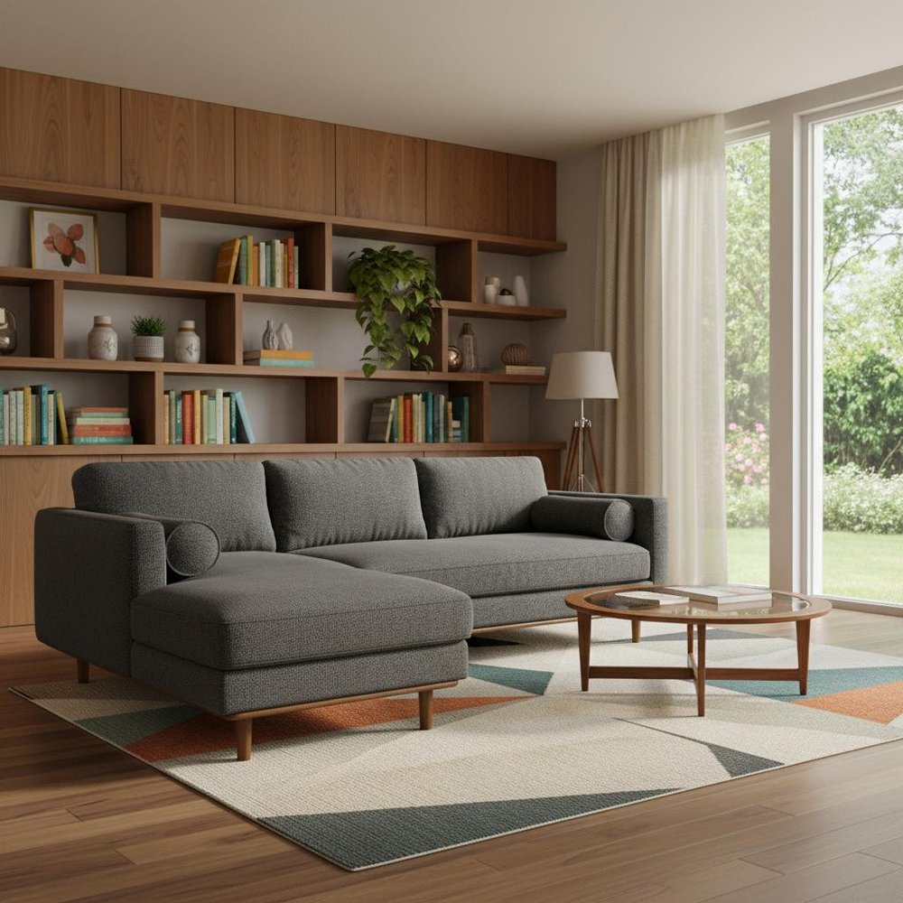 102" Gray Fabric Sofa With Brown Legs HomeRoots