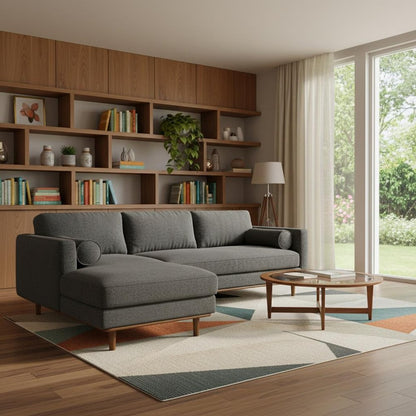 102" Gray Fabric Sofa With Brown Legs HomeRoots