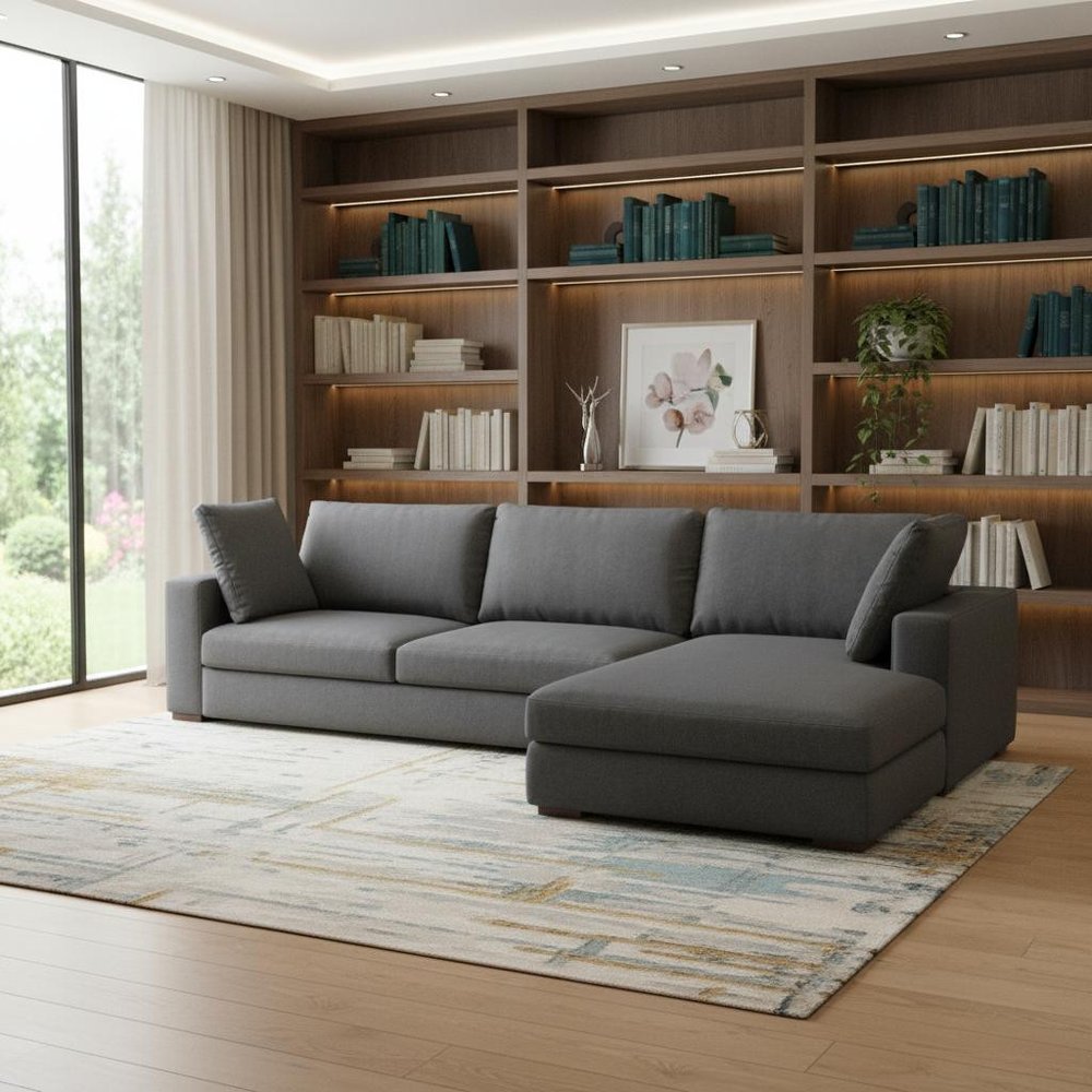 122" Gray Fabric Sofa With Brown Legs HomeRoots