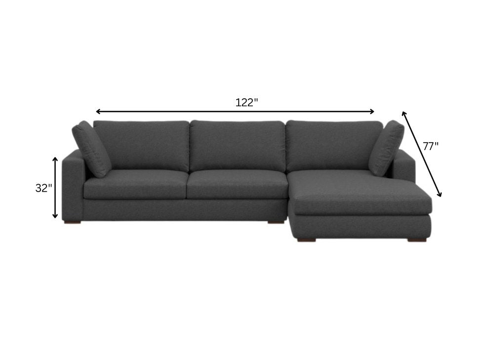 122" Gray Fabric Sofa With Brown Legs HomeRoots