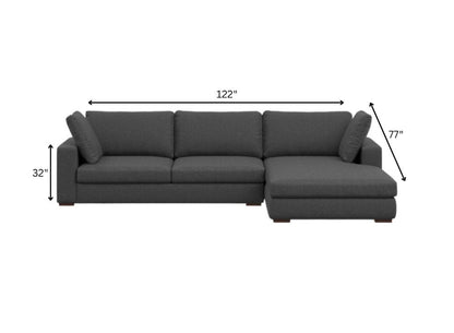 122" Gray Fabric Sofa With Brown Legs HomeRoots