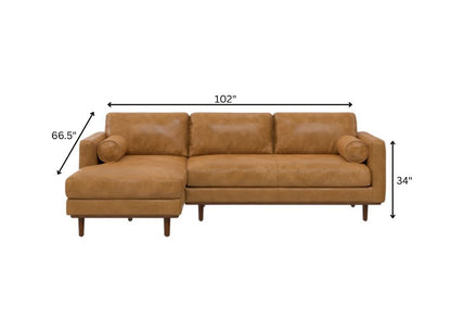 102" Sienna Leather Sofa With Brown Legs HomeRoots