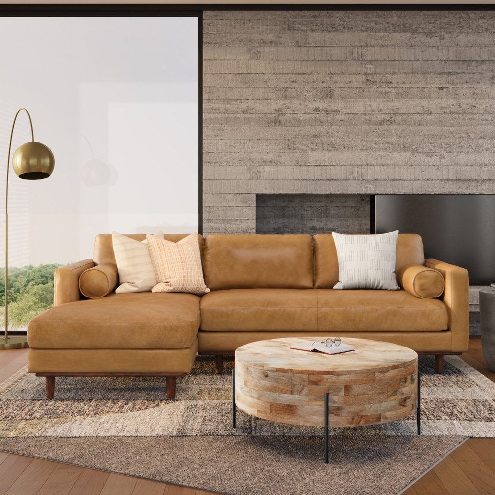 102" Sienna Leather Sofa With Brown Legs HomeRoots
