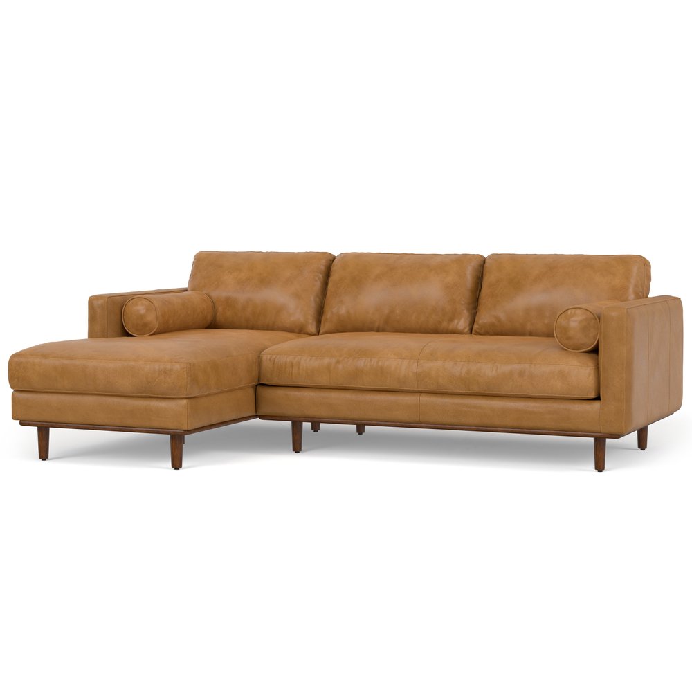 102" Sienna Leather Sofa With Brown Legs HomeRoots