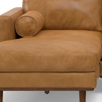 102" Sienna Leather Sofa With Brown Legs HomeRoots