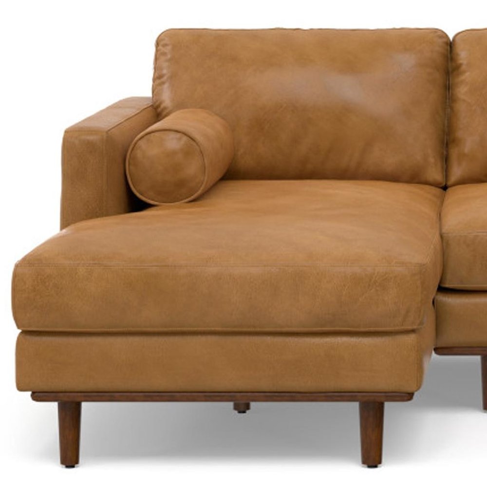 102" Sienna Leather Sofa With Brown Legs HomeRoots