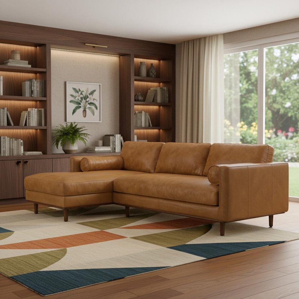 102" Sienna Leather Sofa With Brown Legs HomeRoots