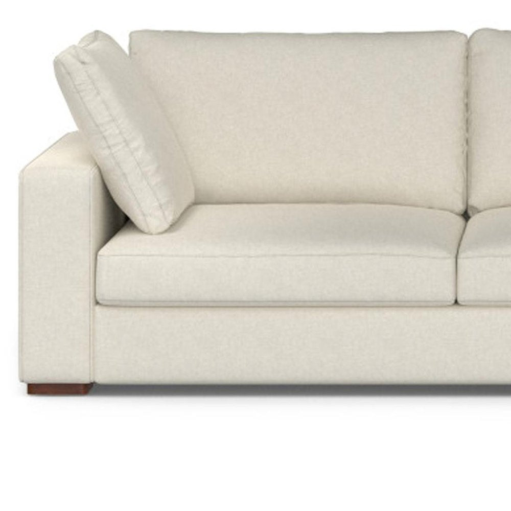 122" Cream Fabric Sofa With Brown Legs HomeRoots
