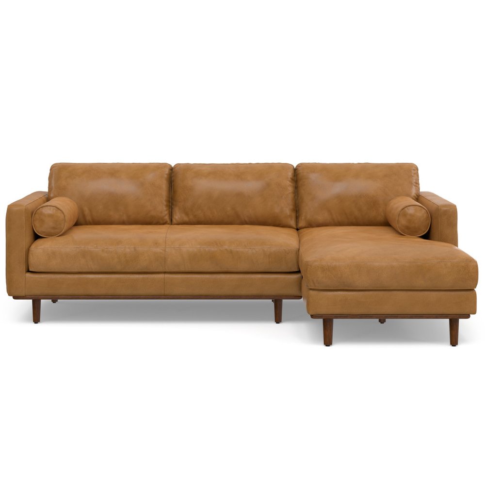 102" Sienna Leather Sofa With Brown Legs HomeRoots