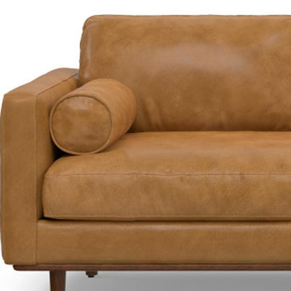 102" Sienna Leather Sofa With Brown Legs HomeRoots