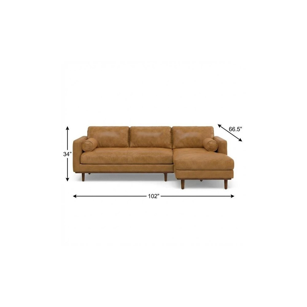 102" Sienna Leather Sofa With Brown Legs HomeRoots