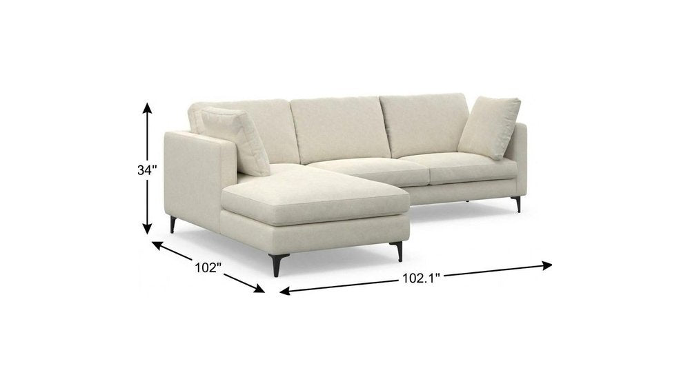102" Cream Fabric Sofa With Black Legs HomeRoots