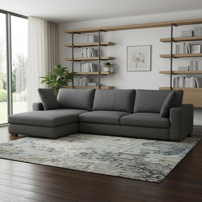 122" Gray Fabric Sofa With Brown Legs HomeRoots