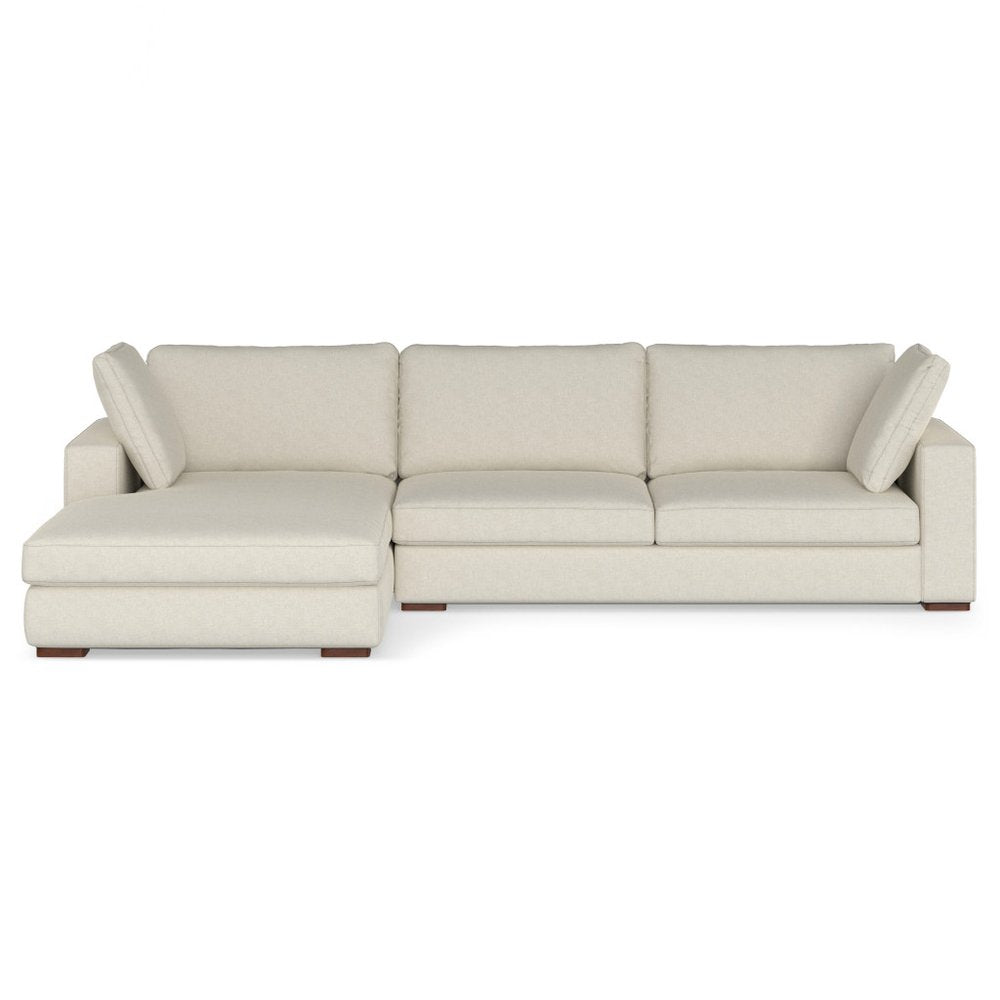 122" Cream Fabric Sofa With Brown Legs HomeRoots