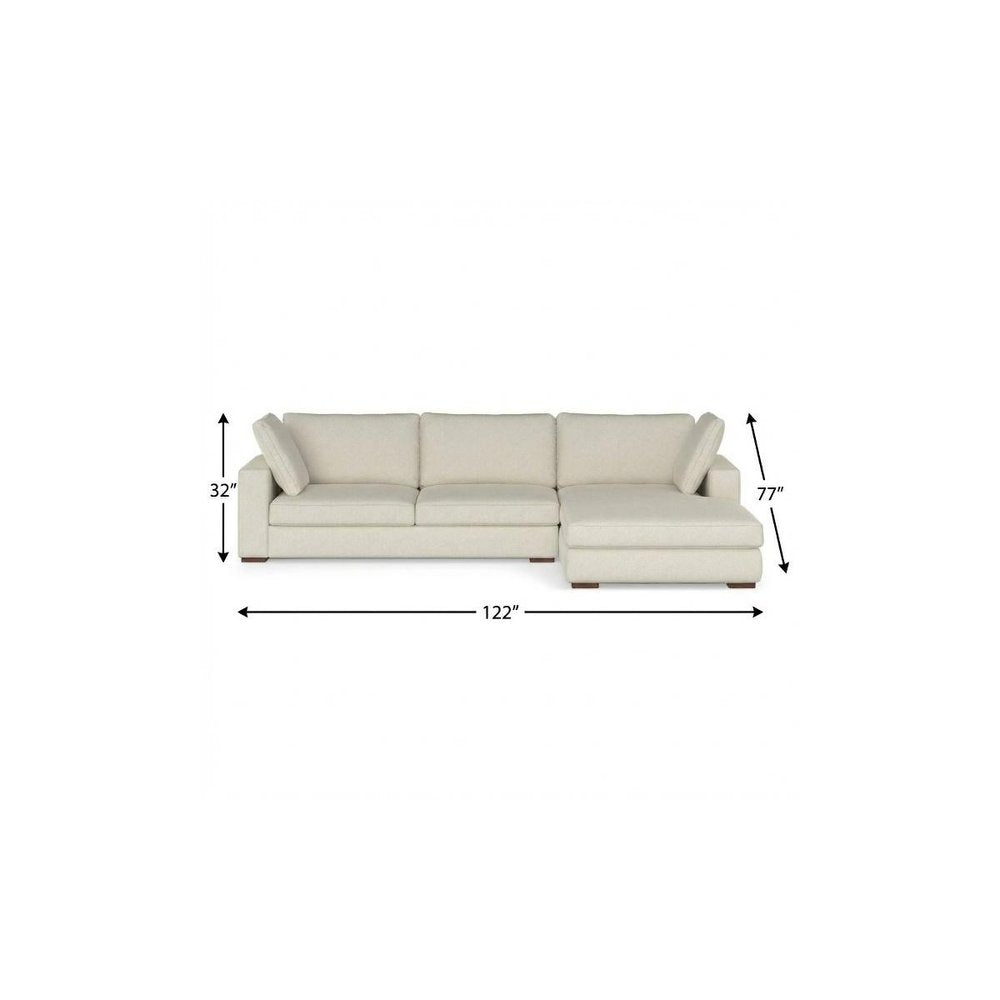 122" Cream Fabric Sofa With Brown Legs HomeRoots