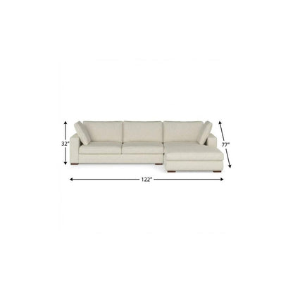 122" Cream Fabric Sofa With Brown Legs HomeRoots
