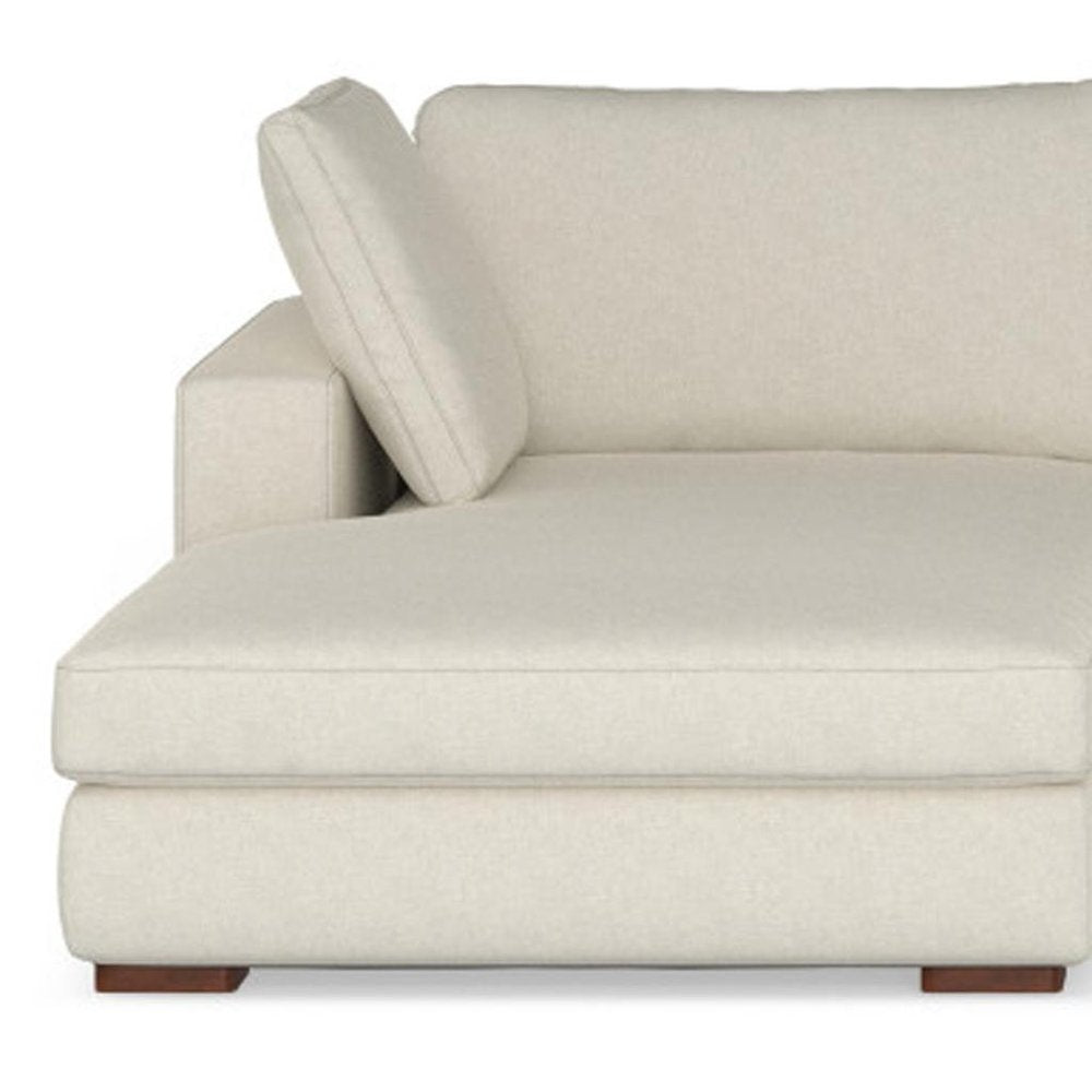 122" Cream Fabric Sofa With Brown Legs HomeRoots