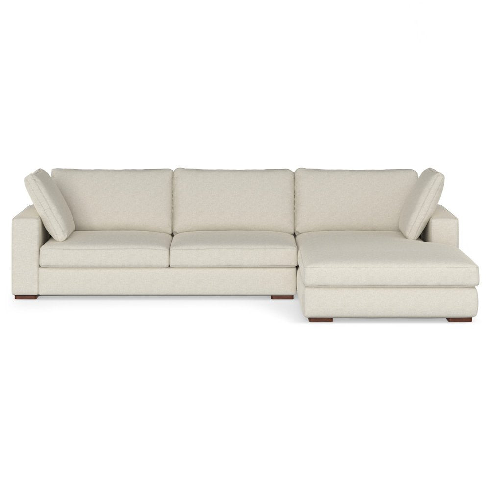 122" Cream Fabric Sofa With Brown Legs HomeRoots