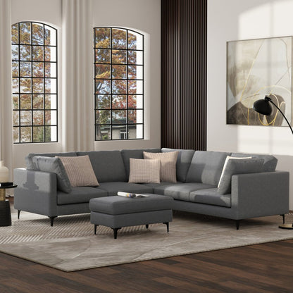 102" Gray Fabric Sofa With Black Legs HomeRoots