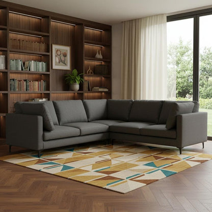 102" Gray Fabric Sofa With Black Legs HomeRoots
