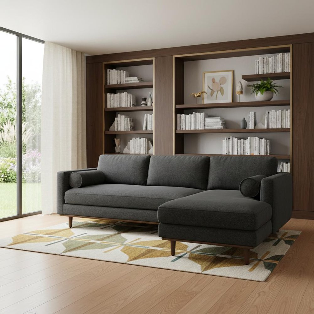 102" Gray Fabric Sofa With Brown Legs HomeRoots