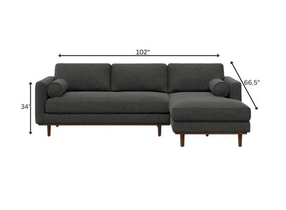 102" Gray Fabric Sofa With Brown Legs HomeRoots