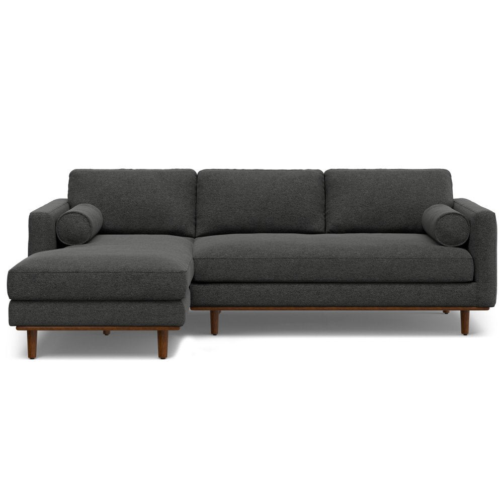 102" Gray Fabric Sofa With Brown Legs HomeRoots