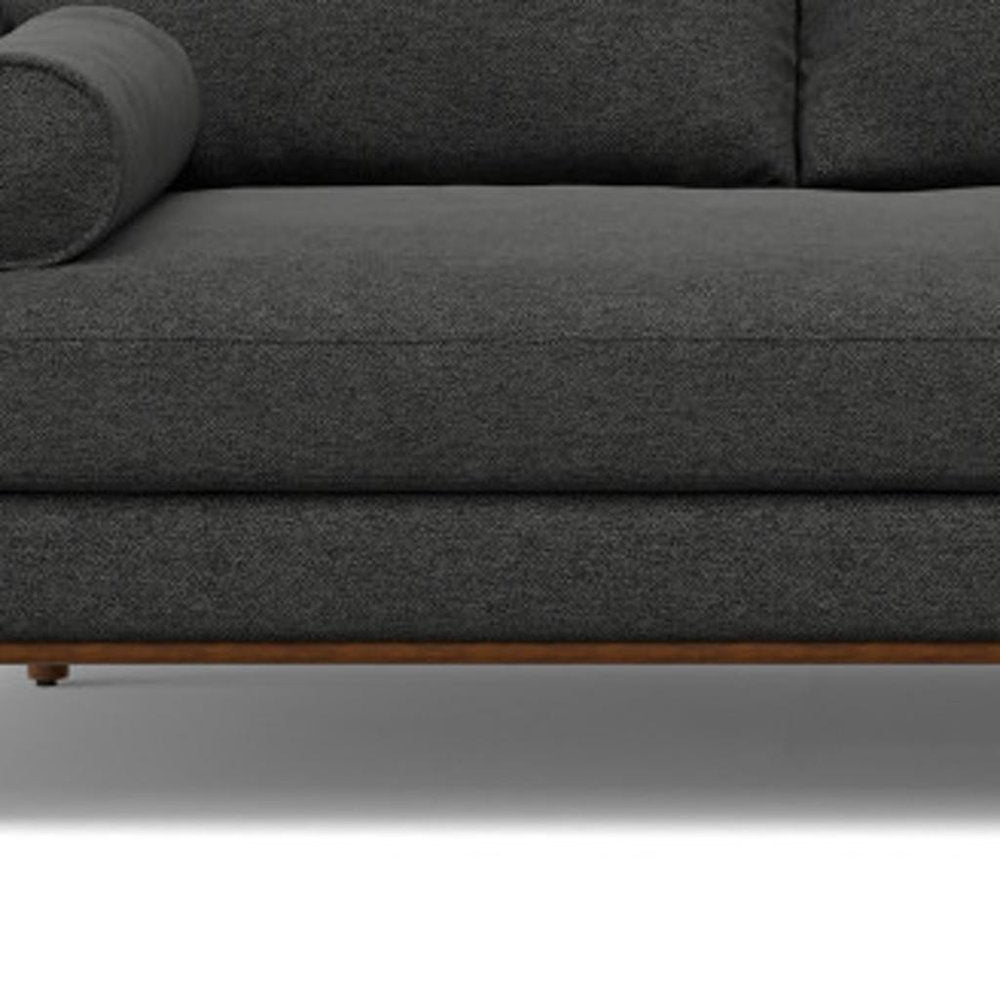 102" Gray Fabric Sofa With Brown Legs HomeRoots