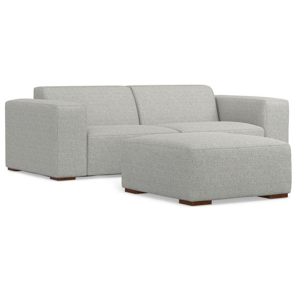 88" Gray Fabric Sofa With Ottoman With Brown Legs HomeRoots