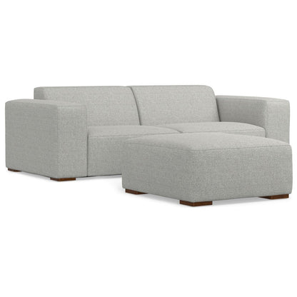 88" Gray Fabric Sofa With Ottoman With Brown Legs HomeRoots