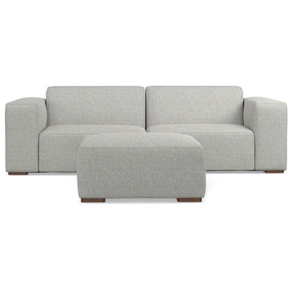 88" Gray Fabric Sofa With Ottoman With Brown Legs HomeRoots