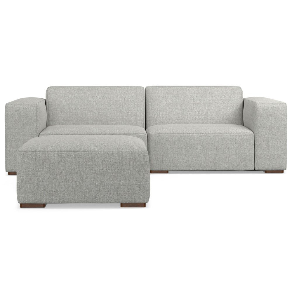 88" Gray Fabric Sofa With Ottoman With Brown Legs HomeRoots