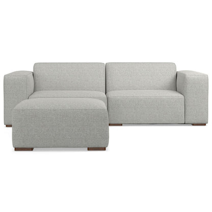 88" Gray Fabric Sofa With Ottoman With Brown Legs HomeRoots